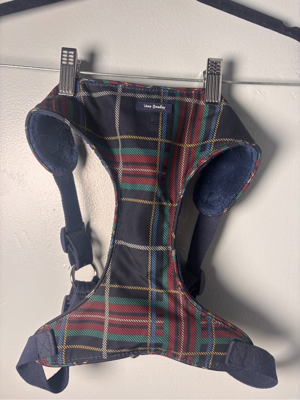 Vera Bradley Tartan Plaid Dog Harness Cozy Fleece Lined Red Green Black Size L